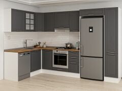 Alvinka 180-330X222 Cm Mbr_C Köşe Mutfak Dolabı Antrasit - Mdf