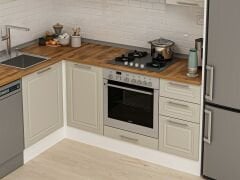 Alvinka 180-330X222 Cm Mbr_C Köşe Mutfak Dolabı Kumtaşı - Suntalam