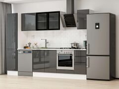 Alvinka 295X210 Cm High Gloss Mutfak Dolabı Mb-E90B45S40-3 High Gloss | Antrasit - Suntalam