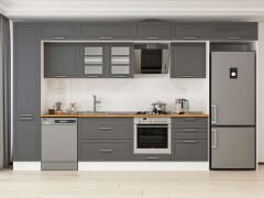 Alvinka 385X240 Cm Klasik Mebran Mutfak Dolabı Mbb-E80B45S60-3 Mebran | Antrasit - Suntalam