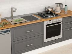 Alvinka 385X240 Cm Klasik Mebran Mutfak Dolabı Mbb-E80B45S60-3 Mebran | Antrasit - Suntalam