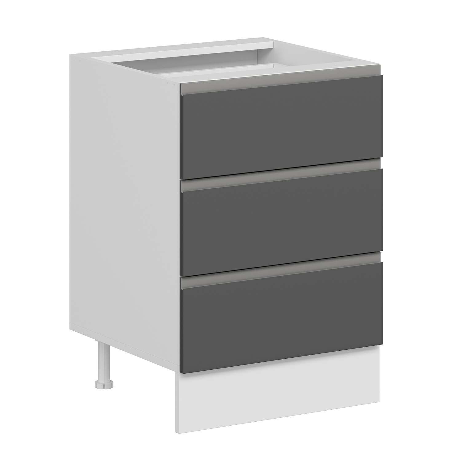 Alvinka Mutfak Modül Hg_J Alt 3Ç Nray 60Cm Dolap Beyaz Antrasit Suntalam