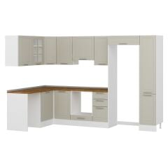 Alvinka 180-330X222 Cm Mbr_C Köşe Mutfak Dolabı Kumtaşı - Mdf