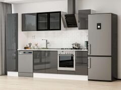 Alvinka 295X210 Cm High Gloss Mutfak Dolabı Mb-E90B45S40-3 High Gloss | Antrasit - Mdf