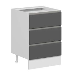 Alvinka Mutfak Modül Hg_J Alt 3Ç Nray 60Cm Dolap Beyaz Antrasit Mdf