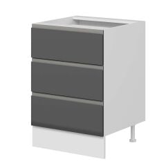 Alvinka Mutfak Modül Hg_J Alt 3Ç Nray 60Cm Dolap Beyaz Antrasit Mdf