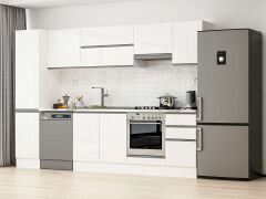 Alvinka 300X210 Cm High Gloss Mutfak Dolabı Mb-E90B45S45-1 High Gloss | Beyaz - Suntalam