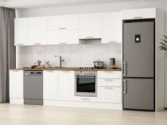Alvinka 395X222 Cm Klasik Mebran Mutfak Dolabı Beyaz Beyaz Mb-E90S45S60-1