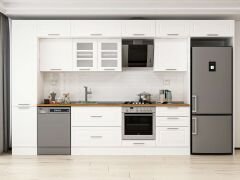 Alvinka 385X240 Cm Klasik Mebran Mutfak Dolabı Mbb-E80B45S60-3 Mebran | Beyaz - Mdf