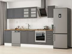 Alvinka 300X210 Cm Klasik Mebran Mutfak Dolabı M-E90S50S40-3 Mebran | Antrasit - Suntalam