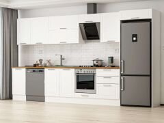 Alvinka 395X222 Cm Klasik Mebran Mutfak Dolabı Beyaz Beyaz Mb-E90S45S60-2