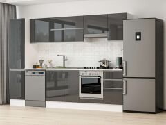 Alvinka 300X210 Cm High Gloss Mutfak Dolabı Mb-E90B45S45-1 High Gloss | Antrasit - Suntalam