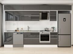 Alvinka 370X240 Cm High Gloss Mutfak Dolabı Mb-E80S50S40-2 High Gloss | Antrasit - Suntalam