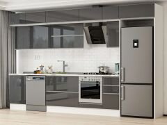 Alvinka 370X240 Cm High Gloss Mutfak Dolabı Mb-E80S50S40-2 High Gloss | Antrasit - Suntalam