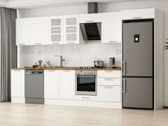 Alvinka 395X222 Cm Klasik Mebran Mutfak Dolabı Beyaz Beyaz Mb-E90S45S60-3