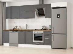 Alvinka 370X222 Cm Klasik Mebran Mutfak Dolabı Mb-E90S40S40-2 Mebran | Antrasit - Suntalam