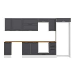 Alvinka 370X222 Cm Klasik Mebran Mutfak Dolabı Mb-E90S40S40-2 Mebran | Antrasit - Suntalam