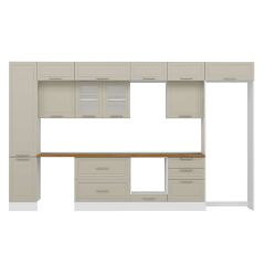 Alvinka 385X240 Cm Klasik Mebran Mutfak Dolabı Mbb-E80B45S60-3 Mebran | Kumtaşı - Mdf