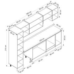 Alvinka 300X210 Cm High Gloss Mutfak Dolabı Mb-E90B45S45-1 High Gloss | Antrasit - Mdf