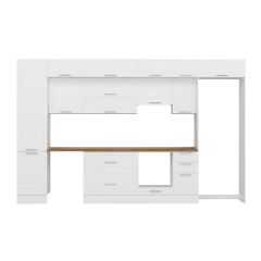 Alvinka 370X240 Cm Klasik Mebran Mutfak Dolabı Beyaz Beyaz Mbb-E80B50S40-1 Mebran | Beyaz - Suntalam