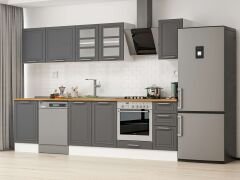 Alvinka 300X210 Cm Klasik Mebran Mutfak Dolabı M-E90S50S40-3 Mebran | Antrasit - Mdf