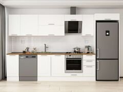 Alvinka 370X222 Cm Klasik Mebran Mutfak Dolabı Mb-E90S40S40-2 Mebran | Beyaz - Mdf