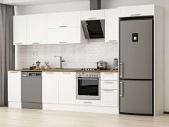 Alvinka 370X222 Cm Klasik Mebran Mutfak Dolabı Mb-E90S40S40-2 Mebran | Beyaz - Mdf