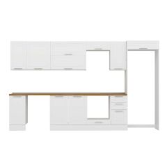 Alvinka 370X222 Cm Klasik Mebran Mutfak Dolabı Mb-E90S40S40-2 Mebran | Beyaz - Mdf