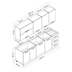 Minar 245 Cm Mutfak Dolabı Beyaz Dore 245-D2