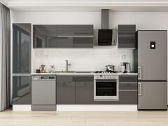 Alvinka 300X210 Cm High Gloss Mutfak Dolabı Mb-E90B45S45-2 High Gloss | Antrasit - Suntalam