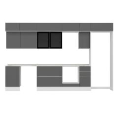 Alvinka 370X240 Cm High Gloss Mutfak Dolabı Mb-E80S50S40-3 High Gloss | Antrasit - Suntalam