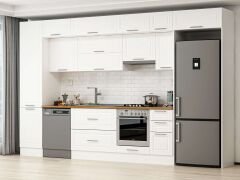 Alvinka 370X240 Cm Klasik Mebran Mutfak Dolabı Beyaz Beyaz Mbb-E80B50S40-1 Mebran | Beyaz - Mdf