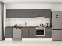 Alvinka 305X210 Cm Klasik Mebran Mutfak Dolabı M-E90S50S45-1 Mebran | Antrasit - Suntalam