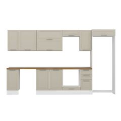 Alvinka 370X222 Cm Klasik Mebran Mutfak Dolabı Mb-E90S40S40-2 Mebran | Kumtaşı - Mdf