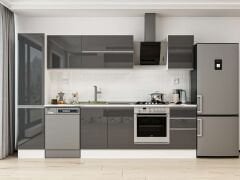 Alvinka 300X210 Cm High Gloss Mutfak Dolabı Mb-E90B45S45-2 High Gloss | Antrasit - Mdf