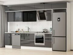 Alvinka 370X240 Cm High Gloss Mutfak Dolabı Mb-E80S50S40-3 High Gloss | Antrasit - Mdf