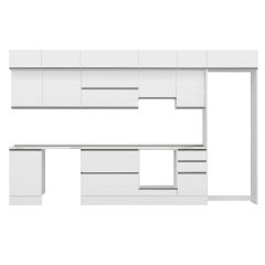 Alvinka 375X240 Cm High Gloss Mutfak Dolabı Mb-E80S50S45-1 High Gloss | Beyaz - Suntalam