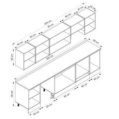 Alvinka 305X210 Cm Klasik Mebran Mutfak Dolabı M-E90S50S45-1 Mebran | Beyaz - Mdf