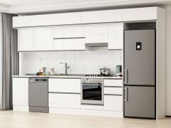 Alvinka 375X240 Cm High Gloss Mutfak Dolabı Mb-E80S50S45-1 High Gloss | Beyaz - Mdf