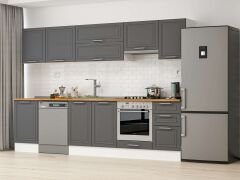 Alvinka 305X210 Cm Klasik Mebran Mutfak Dolabı M-E90S50S45-1 Mebran | Antrasit - Mdf