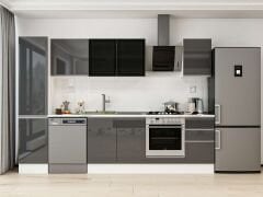 Alvinka 300X210 Cm High Gloss Mutfak Dolabı Mb-E90B45S45-3 High Gloss | Antrasit - Suntalam