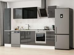 Alvinka 300X210 Cm High Gloss Mutfak Dolabı Mb-E90B45S45-3 High Gloss | Antrasit - Mdf