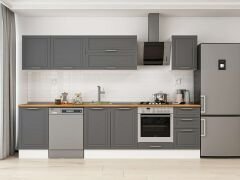 Alvinka 305X210 Cm Klasik Mebran Mutfak Dolabı M-E90S50S45-2 Mebran | Antrasit - Suntalam