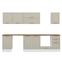 Alvinka 305X210 Cm Klasik Mebran Mutfak Dolabı M-E90S50S45-2 Mebran | Kumtaşı - Suntalam