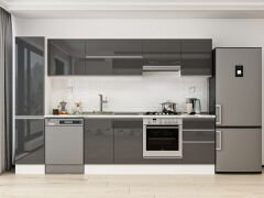 Alvinka 305X210 Cm High Gloss Mutfak Dolabı Mb-E90B45S50-1 High Gloss | Antrasit - Suntalam