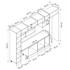 Alvinka 370X240 Cm Klasik Mebran Mutfak Dolabı Mbb-E80B50S40-2 Mebran | Kumtaşı - Mdf