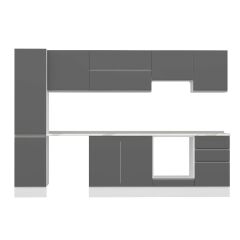 Alvinka 305X210 Cm High Gloss Mutfak Dolabı Mb-E90B45S50-1 High Gloss | Antrasit - Mdf