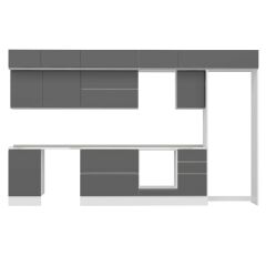 Alvinka 375X240 Cm High Gloss Mutfak Dolabı Mb-E80S50S45-2 High Gloss | Antrasit - Mdf