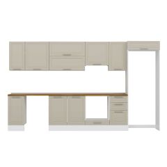 Alvinka 375X222 Cm Klasik Mebran Mutfak Dolabı Mb-E90S40S45-1 Mebran | Kumtaşı - Suntalam