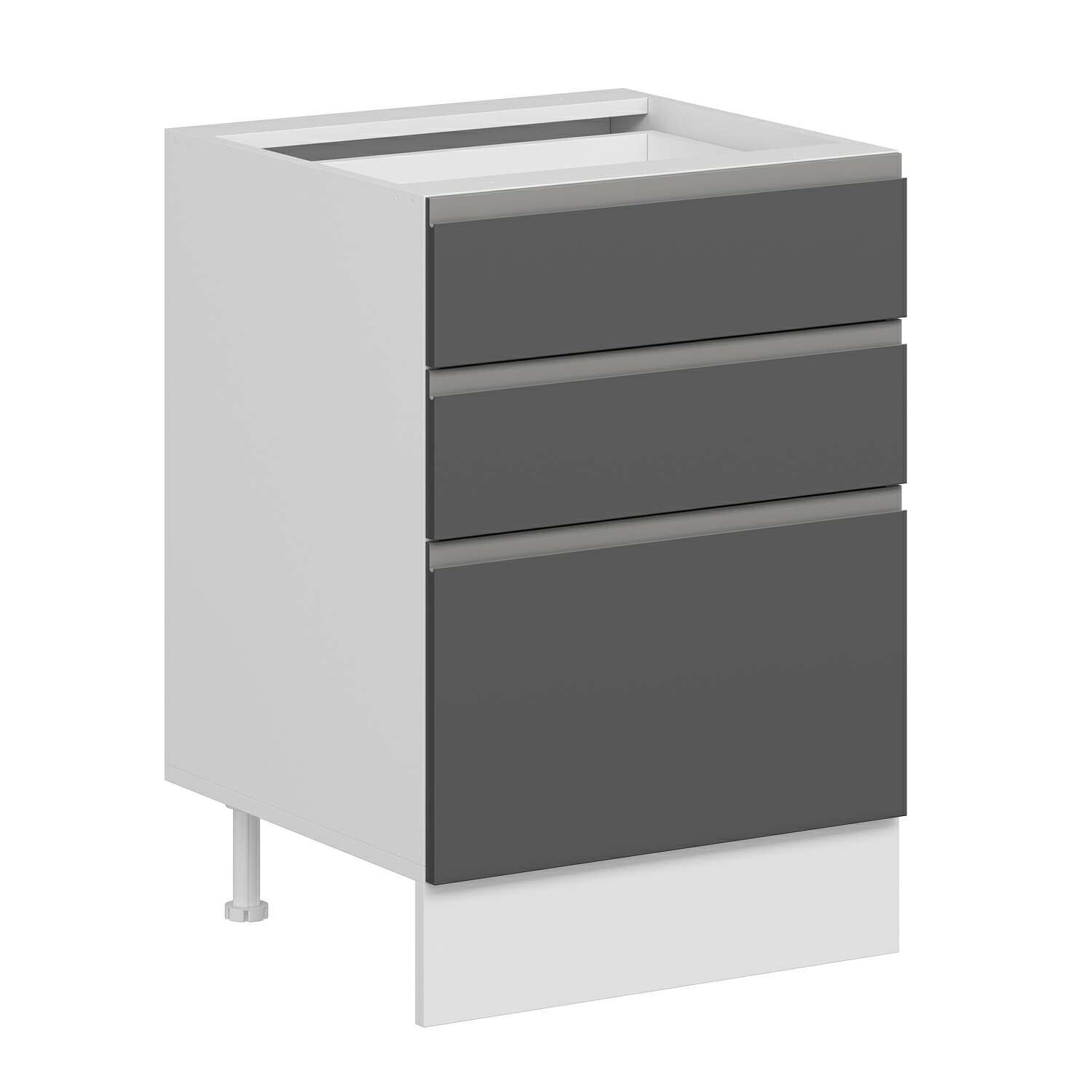 Alvinka Mutfak Modül Hg_J Alt 3Ç1B2K Nray 60Cm Dolap Beyaz Antrasit Mdf